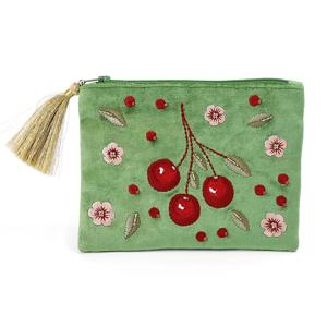 Peace of Mind Velvet Embroidered Pouch